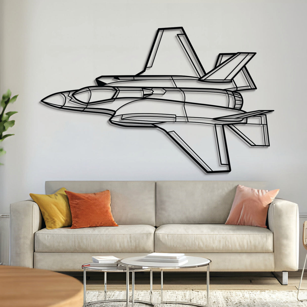 F‑35A Lightning II stealth fighter silhouette – laser-cut 2 mm steel, textured matte powder-coat finish, ready to hang