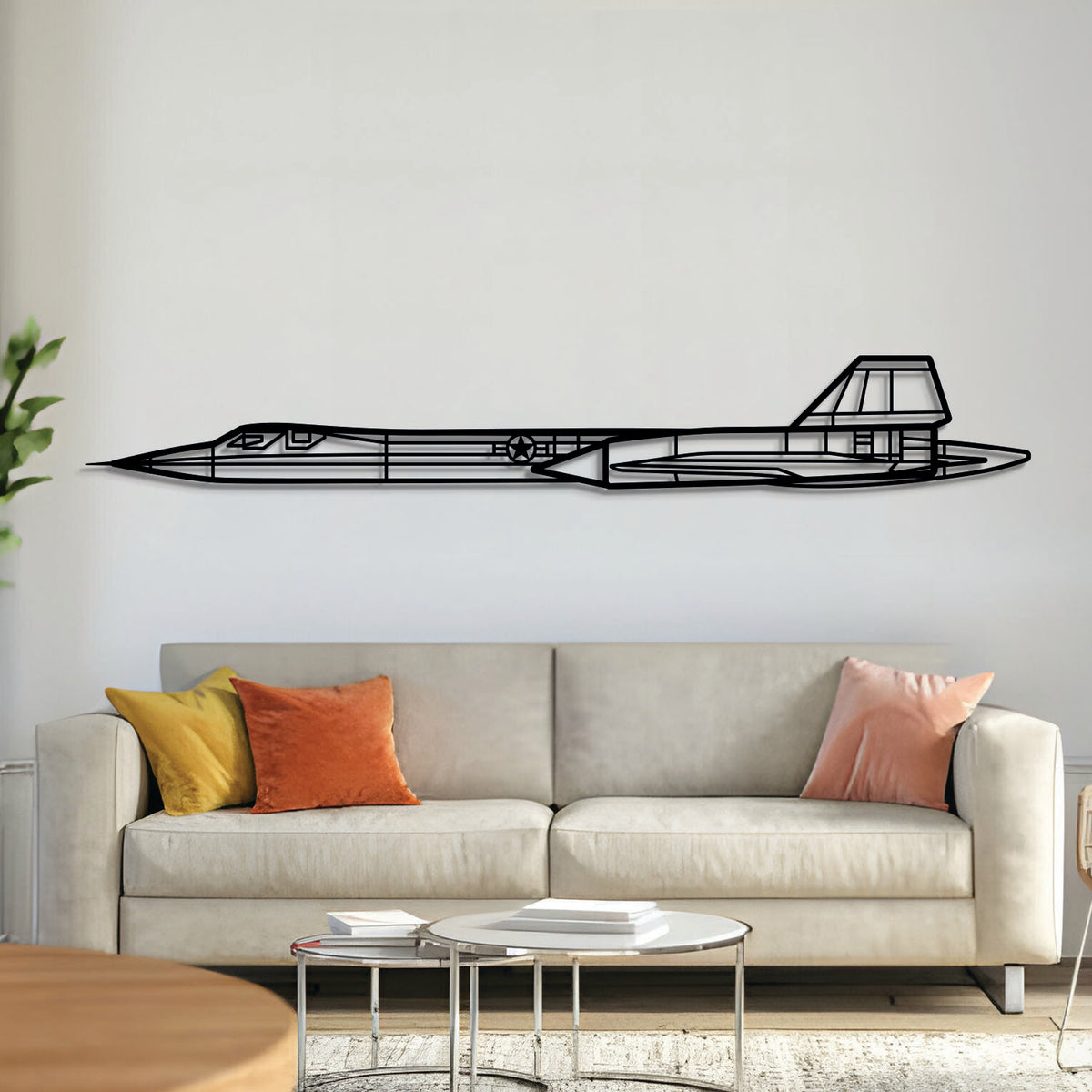 SR-71 Blackbird supersonic reconnaissance jet metal wall art – laser-cut matte black steel silhouette