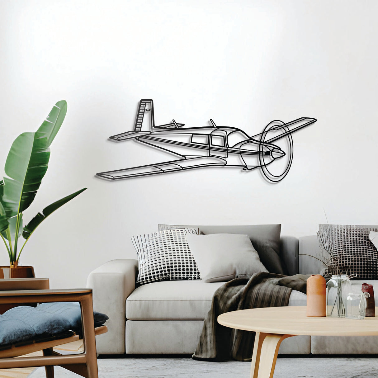 Ready-to-hang M20J Angle airplane wall decor, textured dyed steel—perfect aviation enthusiast gift