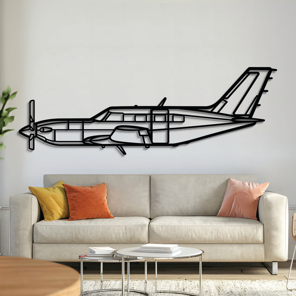 M500 Meridian metal aircraft wall art, laser-cut 2 mm steel with matte textured finish and 3D elevation
