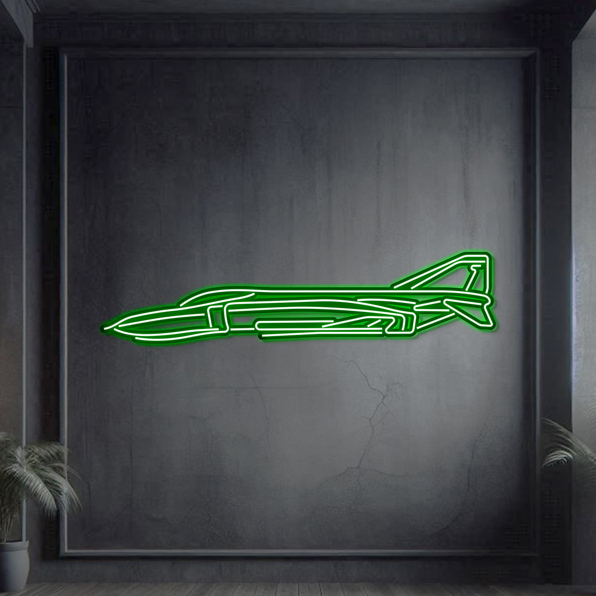 F‑4C Phantom neon wall art, sleek modern military décor ideal for hangars, offices, or contemporary interiors