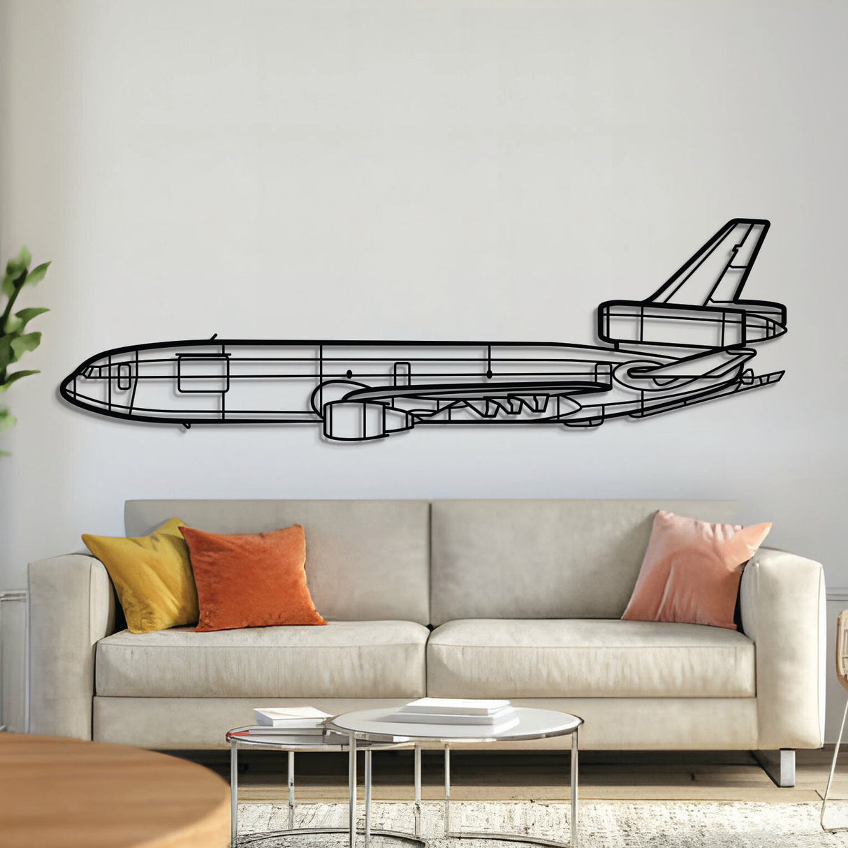 KC-10 Extender metal airplane wall art – laser-cut steel silhouette with matte powder-coated finish and 3D floating effect