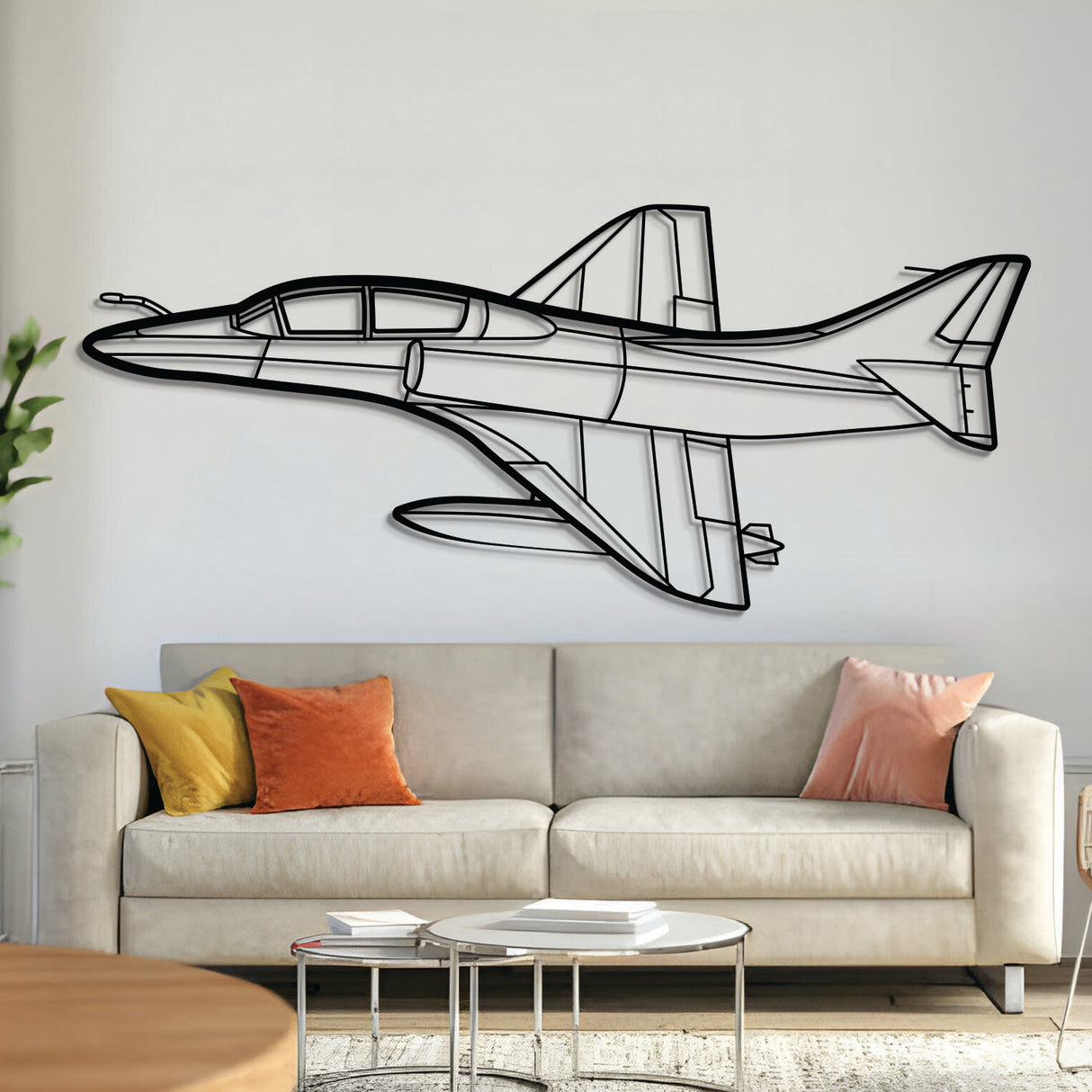 TA‑4J Skyhawk two‑seat trainer jet wall art, laser‑cut 2 mm textured steel with matte finish