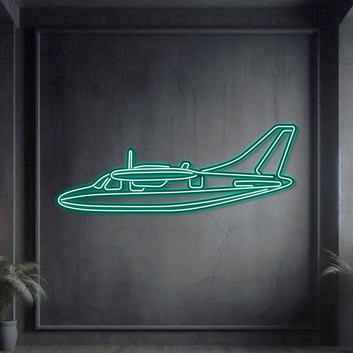 Matte‑finish MU‑2K neon aircraft wall art, iconic aviation performance gift for special occasions like retirements or milestones