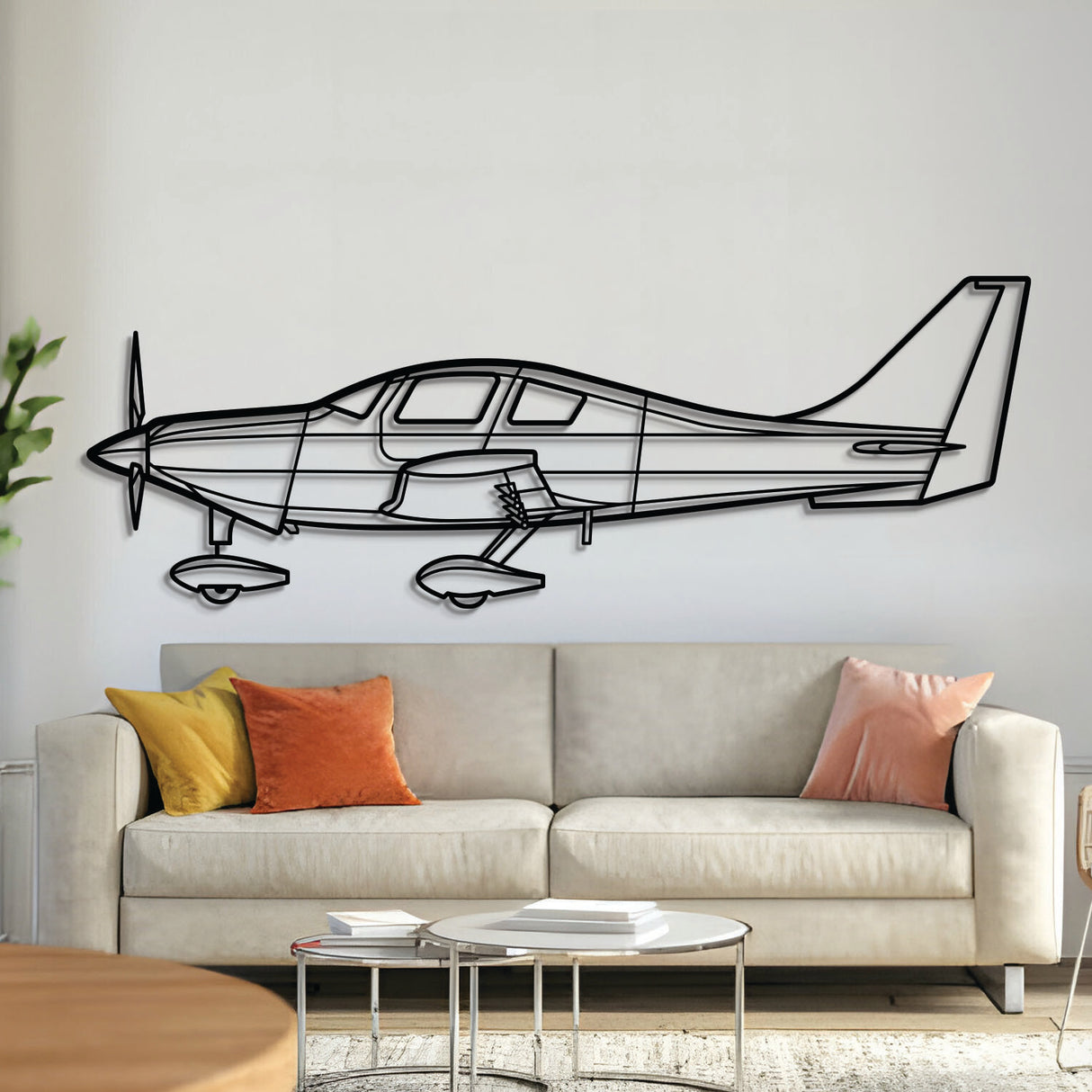 Aircraft silhouette wall art – laser-cut 2 mm steel with textured matte powder-coat finish, ready to hang