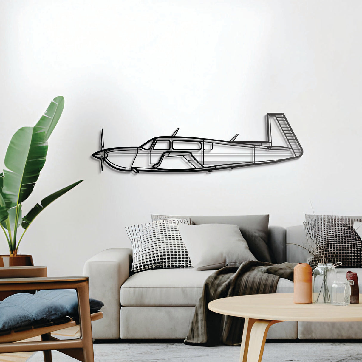 M20M aircraft wall décor – handcrafted powder-coated steel airplane art, ready to hang