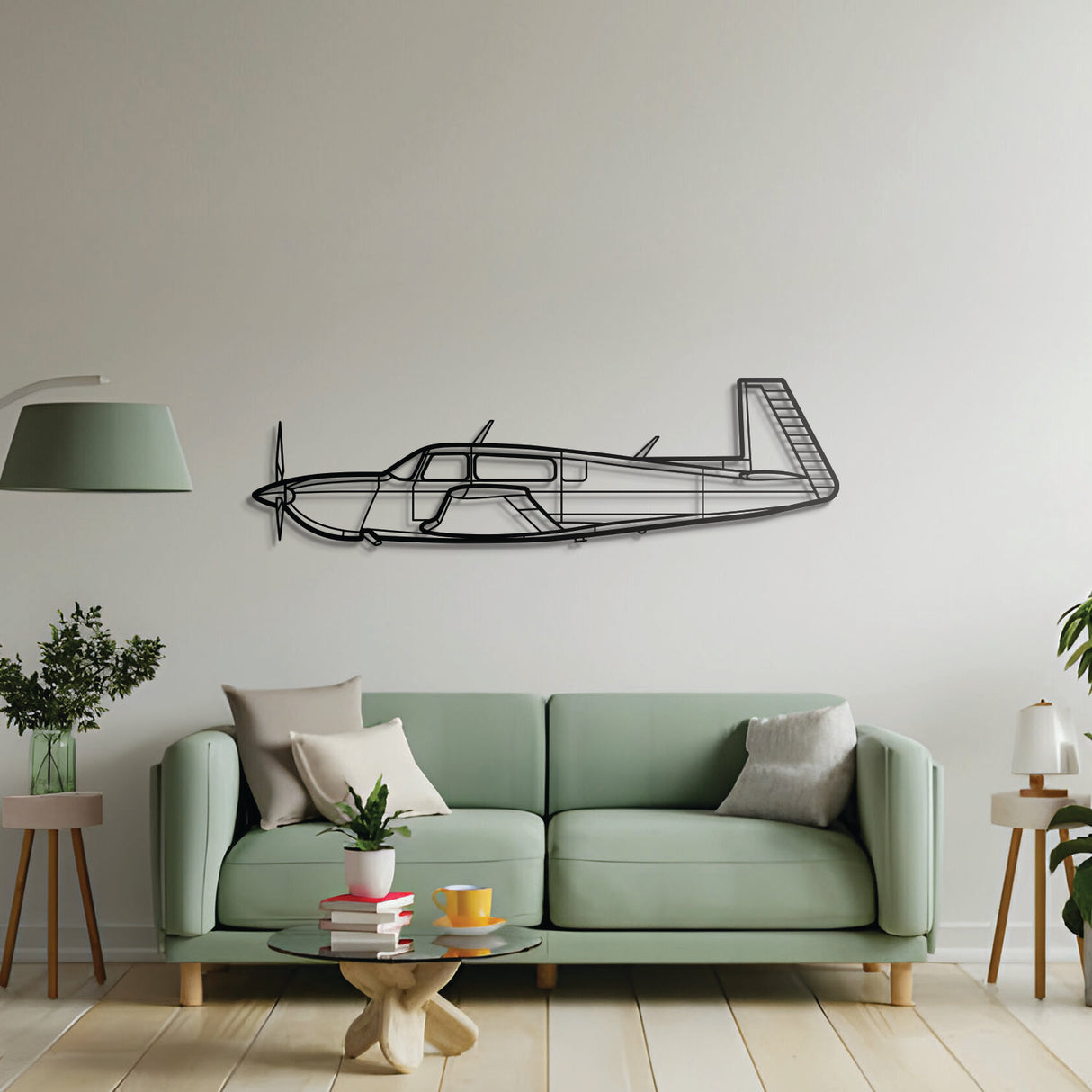 Mooney M20M aviation gift – precision laser-cut steel airplane wall art with floating shadow design