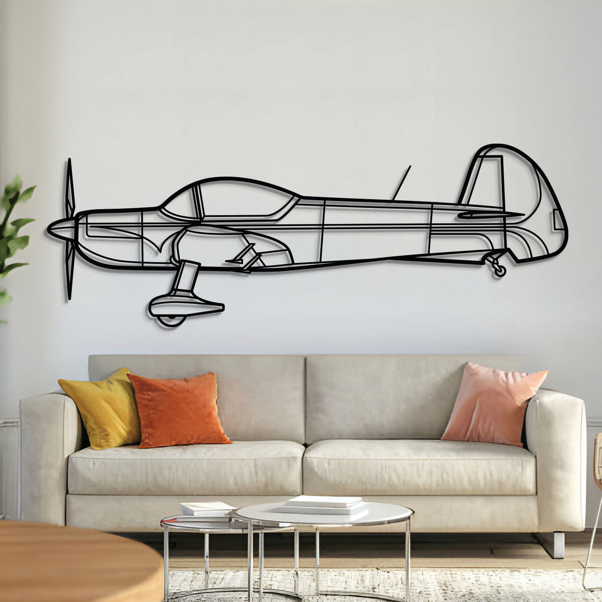 Mudry CAP 10 aerobatic trainer silhouette – laser‑cut 2 mm steel, textured matte powder‑coat, ready to hang
