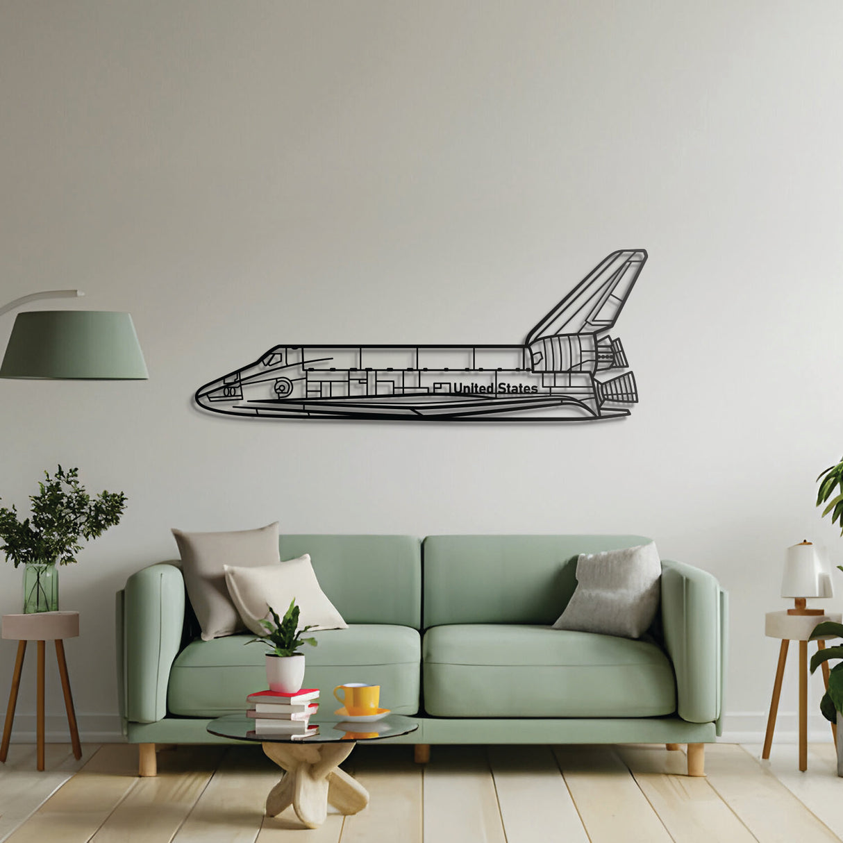 Space Shuttle spacecraft silhouette wall art – handcrafted steel decor celebrating historic reusable orbital vehicle