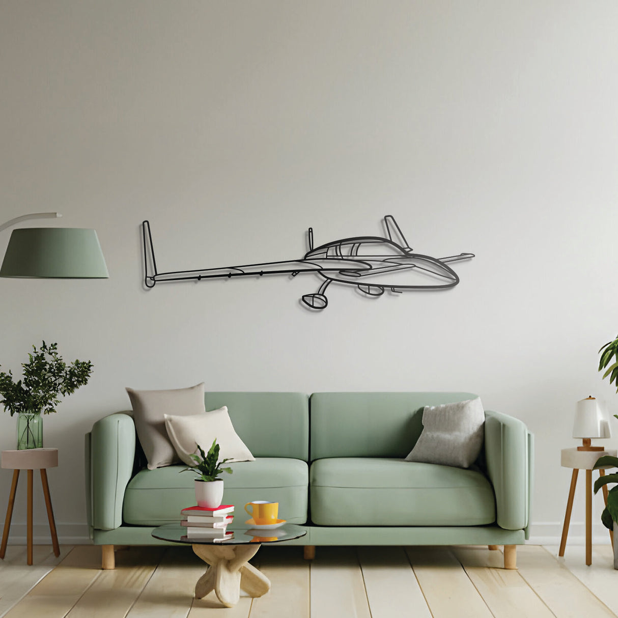 Minimalist Cozy MK IV aircraft silhouette wall art—sleek décor for hangars or living spaces
