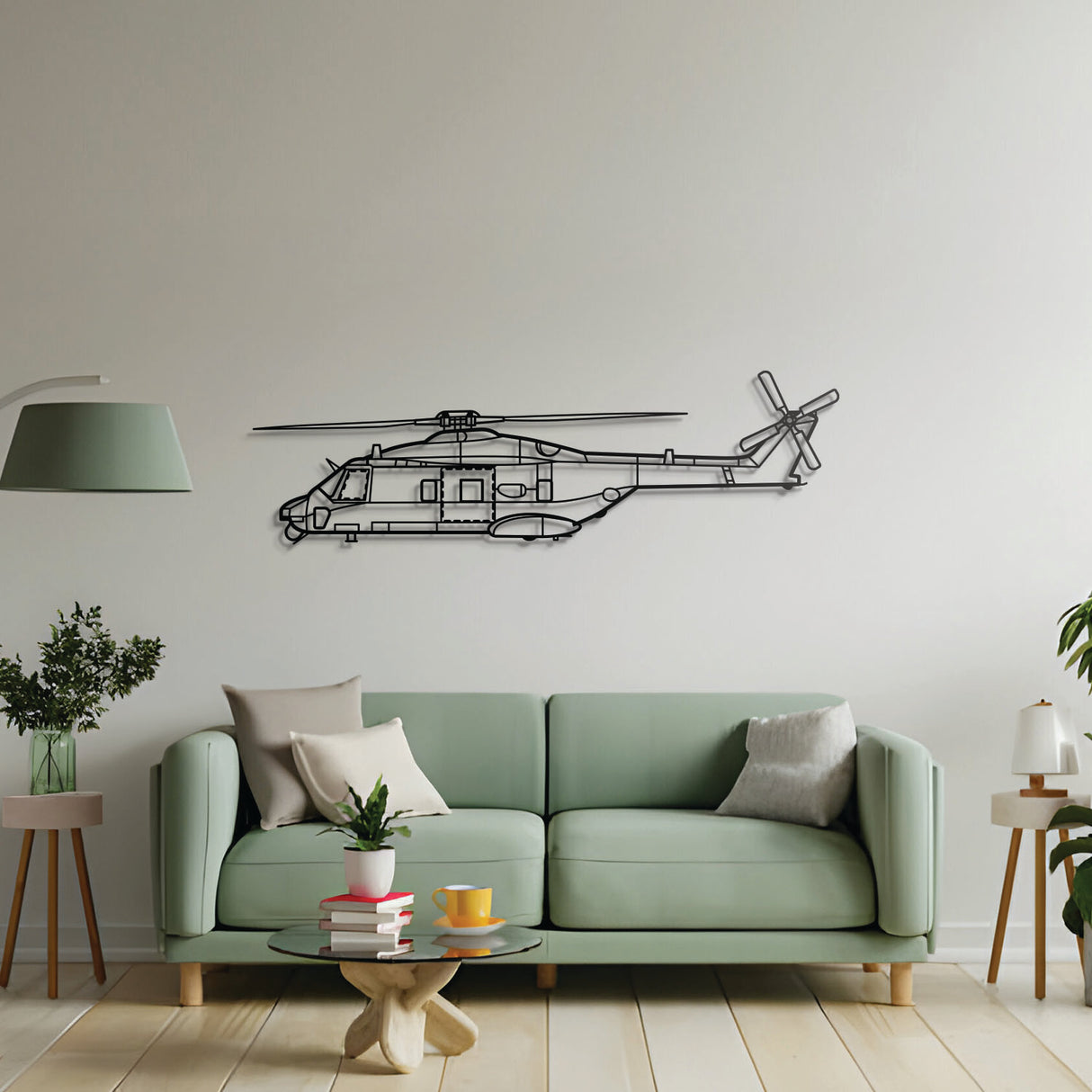 NH90 Tactical Transport Helicopter wall art, laser-cut steel ready-to-hang décor for living spaces