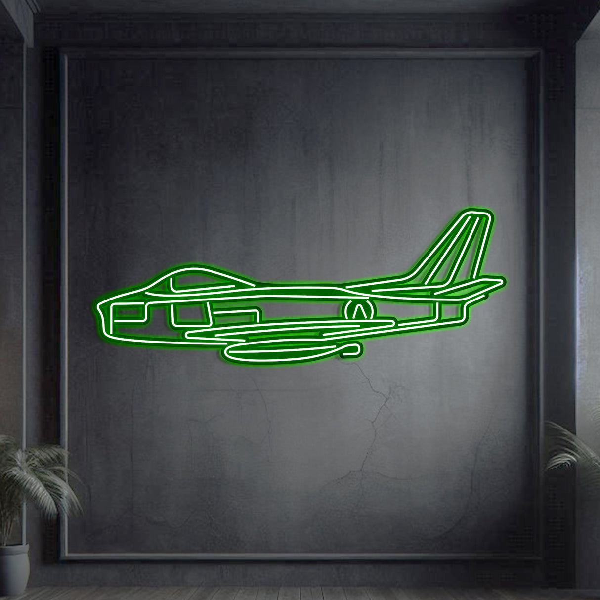 Navigate Craft Sabre décor, ready‑to‑hang with neon accent, perfect avgeek gift for Korean War aviation fans