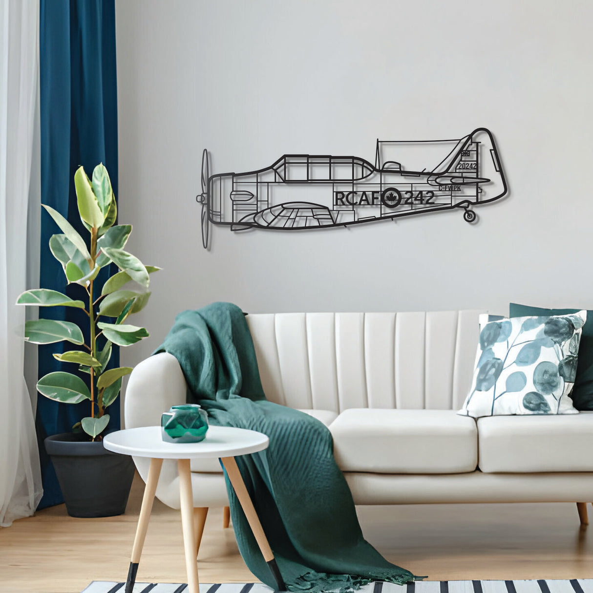 Harvard trainer aircraft wall art, textured matte steel, perfect gift for pilots and aviation enthusiasts