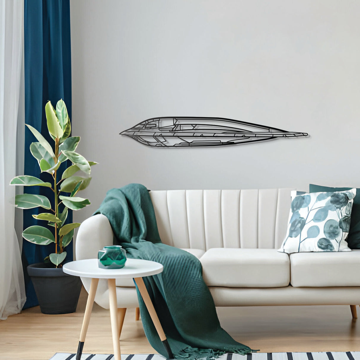 B-2 Spirit wall décor in matte textured steel — minimalist aviation statement