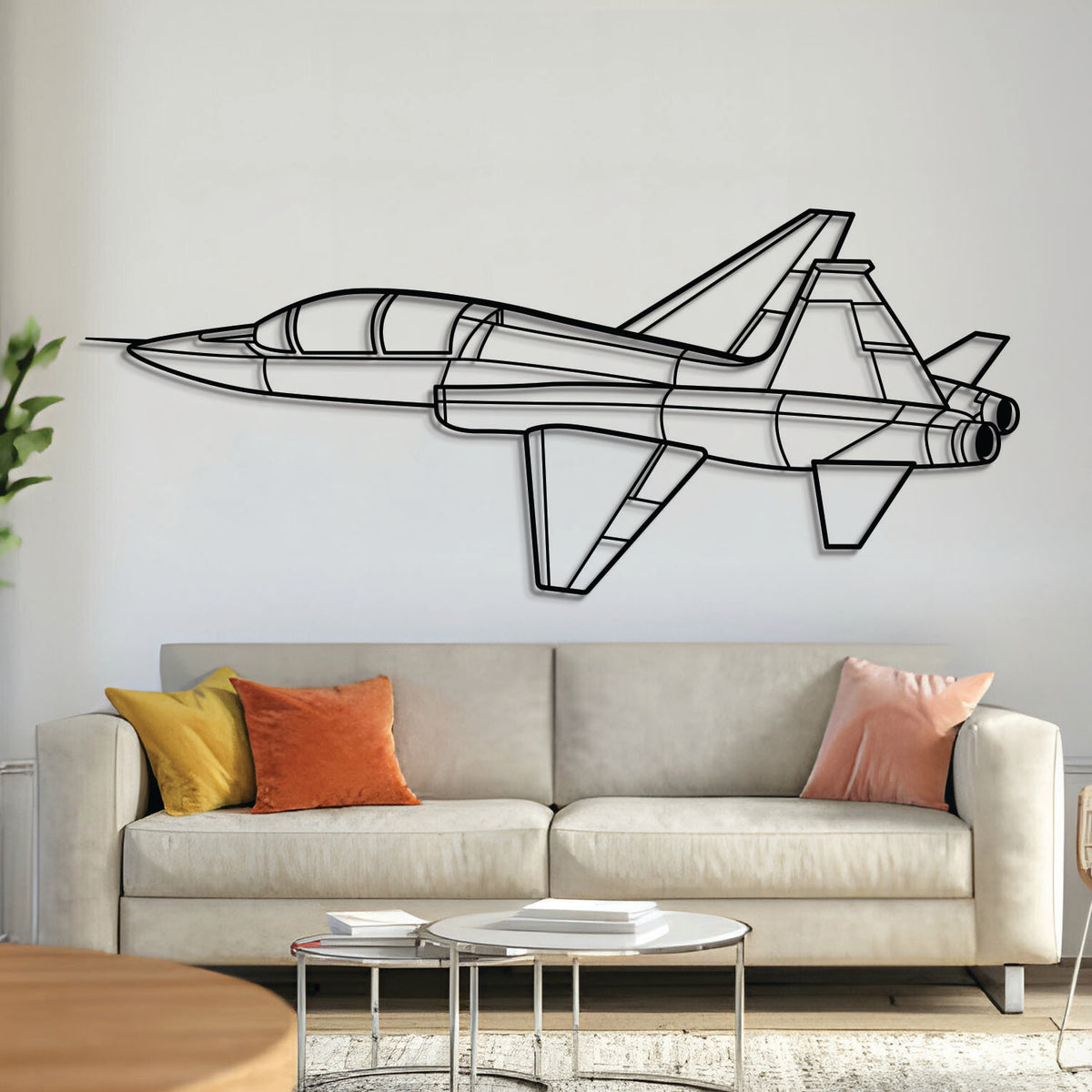 T‑38C Talon angle metal aircraft wall art, laser‑cut 2 mm steel with matte powder coat and floating 3D effect