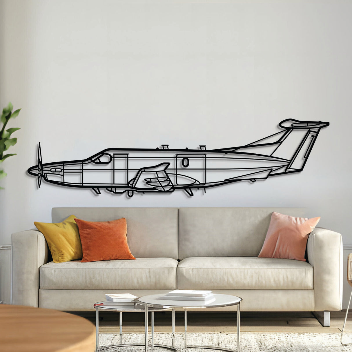 U-28A Draco metal aircraft wall art, laser-cut 2 mm textured steel with matte powder-coated finish