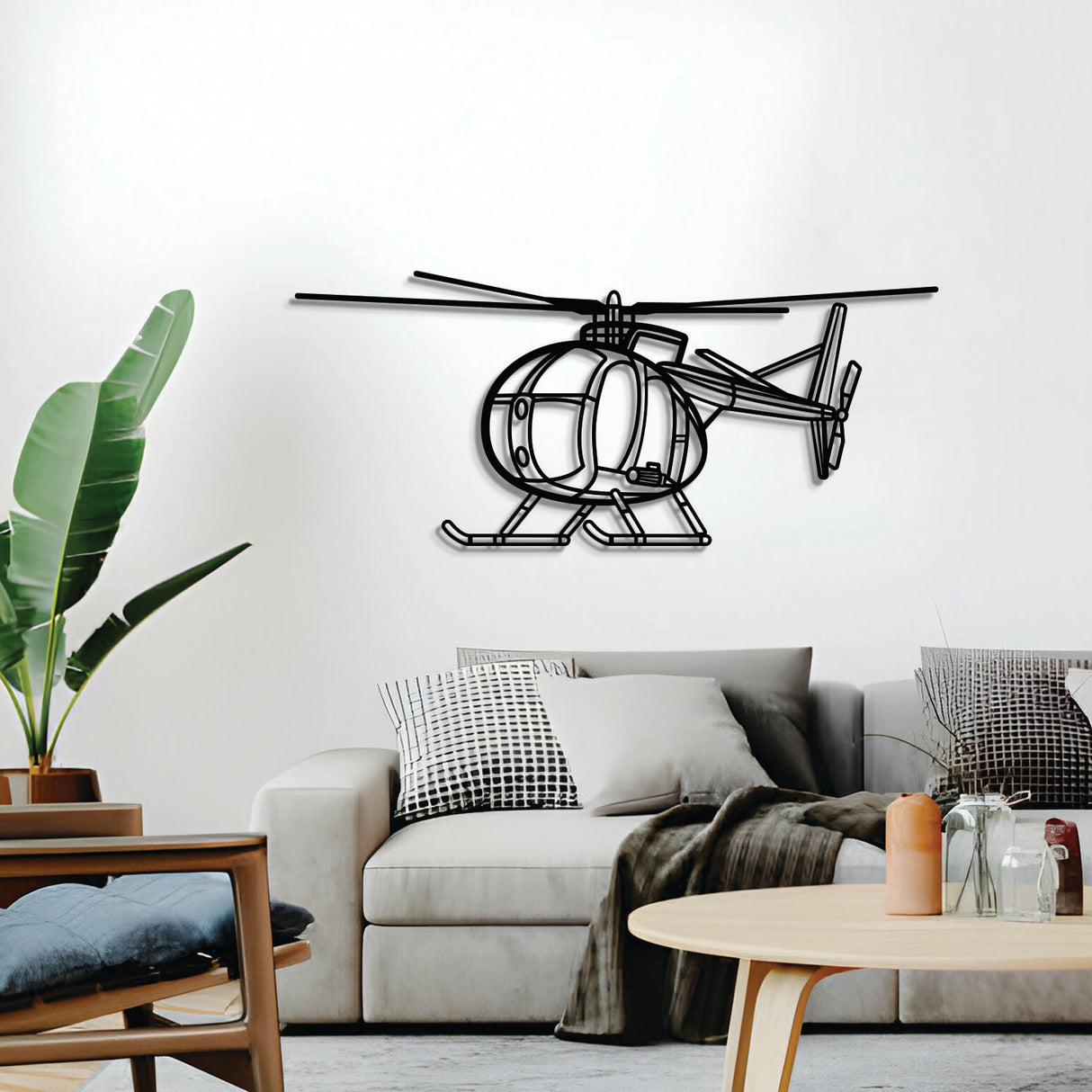 Navigate Craft OH‑6 Cayuse airplane décor, ready‑to‑hang with elevation screws, aviation gift idea
