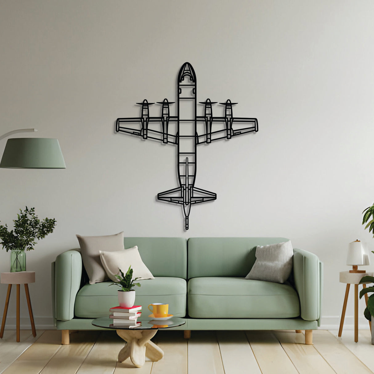 2 mm steel P-3 Orion wall art, laser-cut matte finish, floats 1 cm off wall for dynamic 3D effect