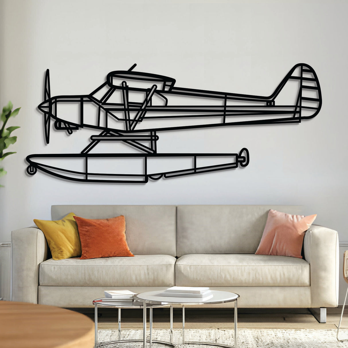 PA‑18‑150 Super Cub metal aircraft wall art, laser‑cut 2 mm steel with matte textured finish and 3D elevation