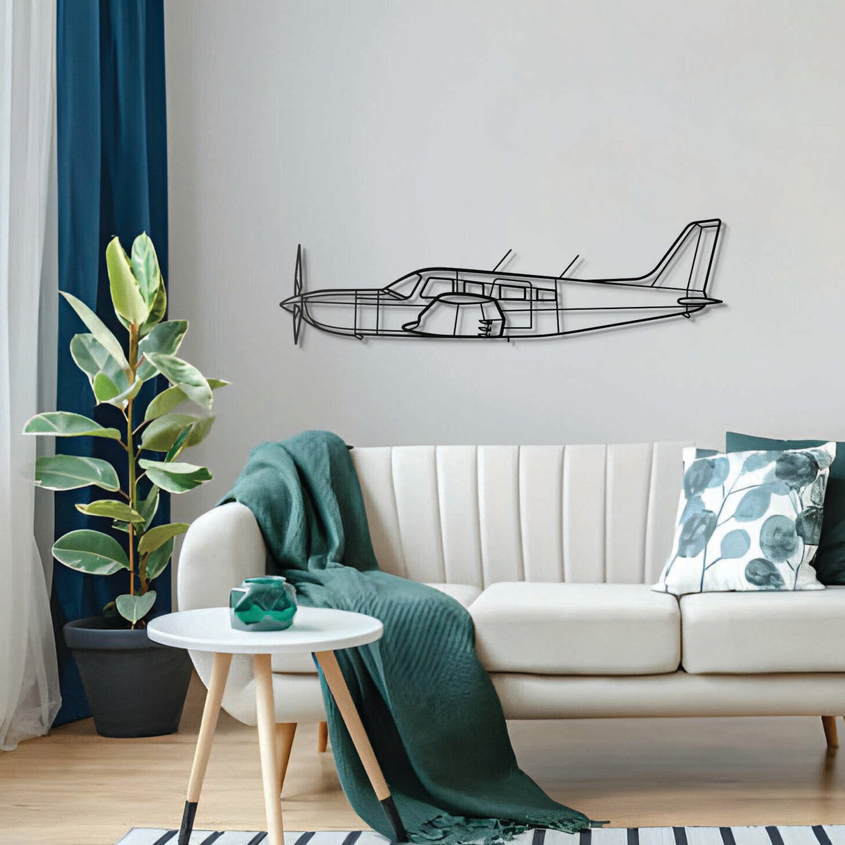 Premium PA-32R-301 Saratoga HP II metal wall art, no-assembly under 40″, sleek matte textured steel, ideal for hangar or living space