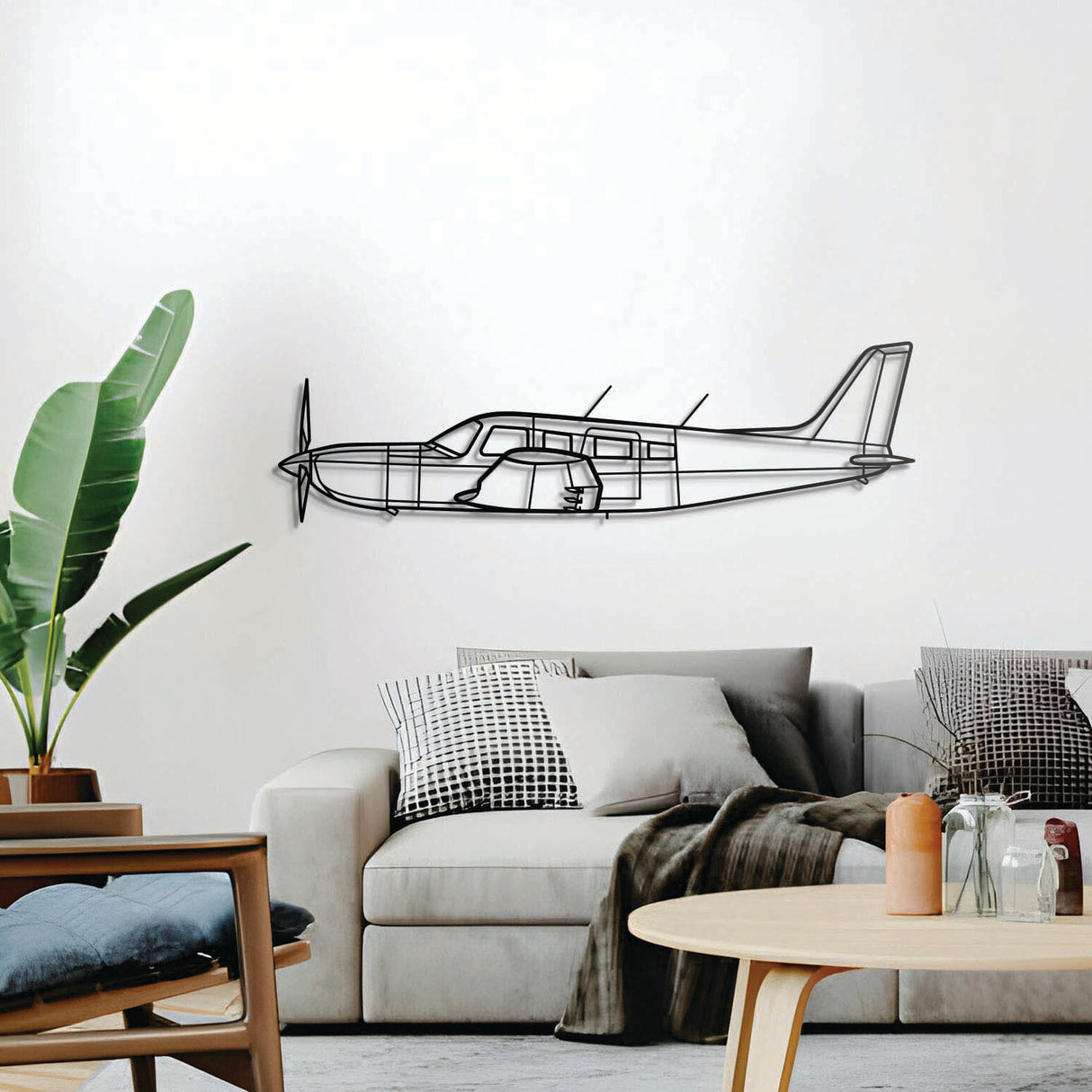 Ready-to-hang PA-32R-301 Saratoga HP II aircraft wall decor, textured dyed steel, perfect aviation enthusiast gift