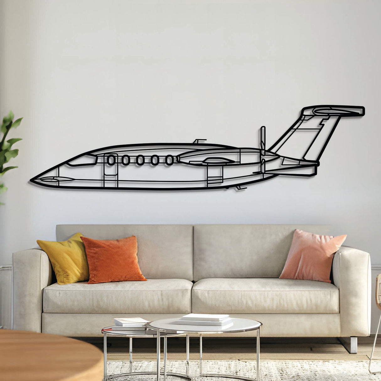Piaggio P-180 Avanti sleek turboprop wall art, laser-cut textured steel with matte finish