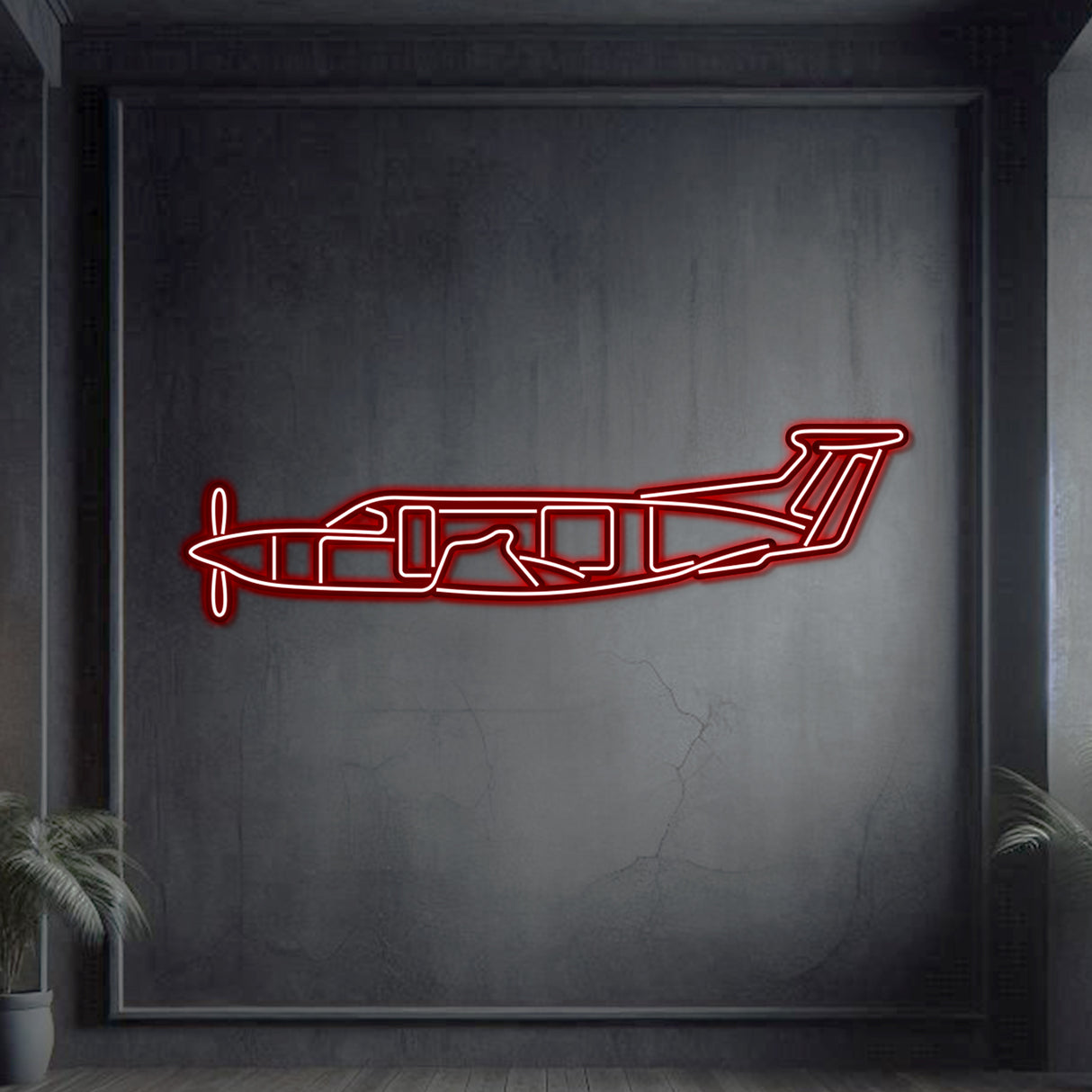 Matte-finish PC‑12 neon aircraft wall art, ideal aviation heritage gift for special occasions like retirements or milestones