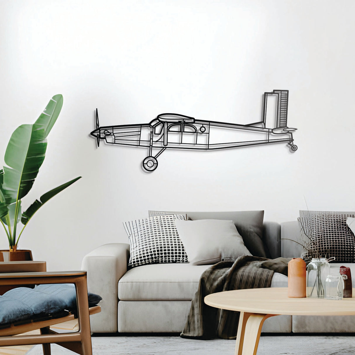 PC-6 Turbo-Porter 3D metal wall décor, elevated 1 cm from wall, ready-to-hang aviation centerpiece