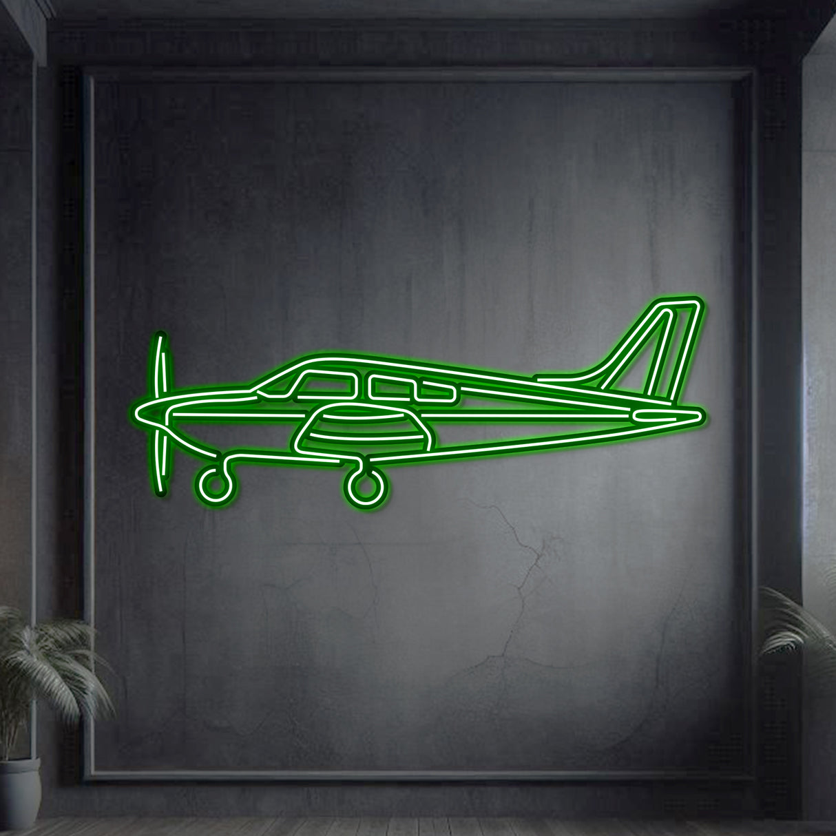 Metal neon Archer LX wall art, 2 mm steel, matte finish, ready to hang, aviation aesthetic