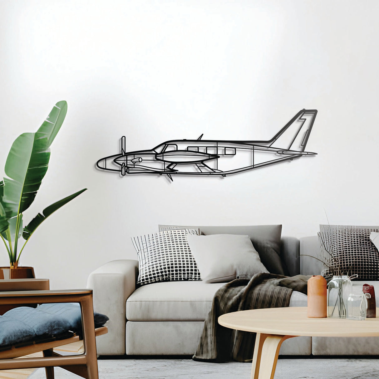 PA-31T Cheyenne twin-engine turboprop wall décor, elevated 1 cm from wall, ready-to-hang aviation piece