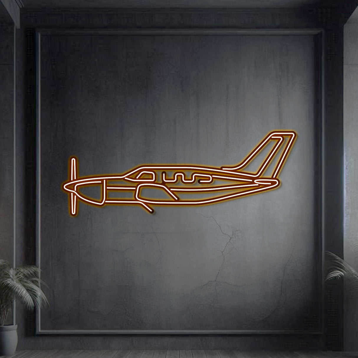 Navigate Craft Malibu Mirage décor, ready‑to‑hang with neon accent, perfect avgeek gift for piston‑single aircraft enthusiasts