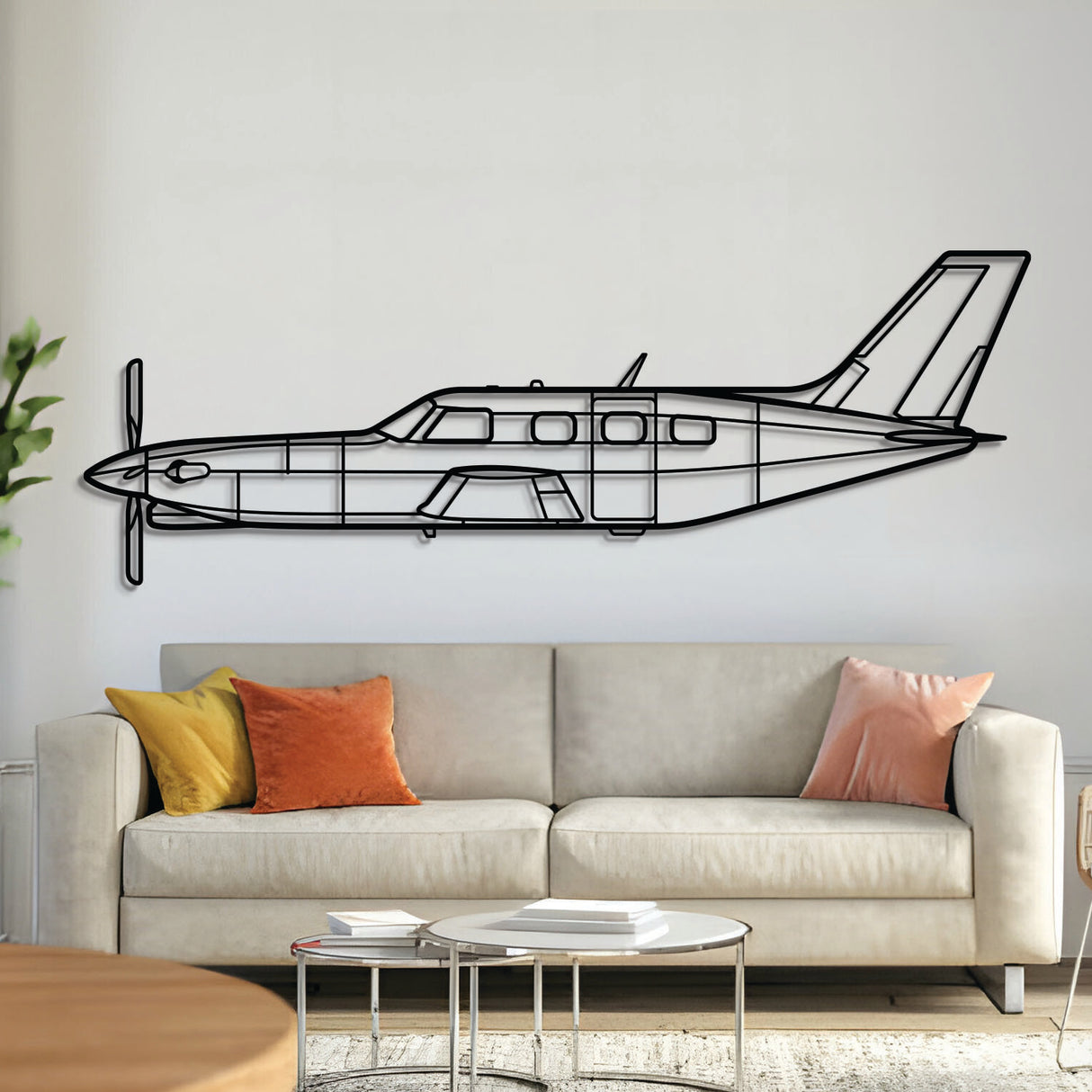 Piper PA-46 Malibu executive aircraft wall art, laser-cut steel silhouette décor