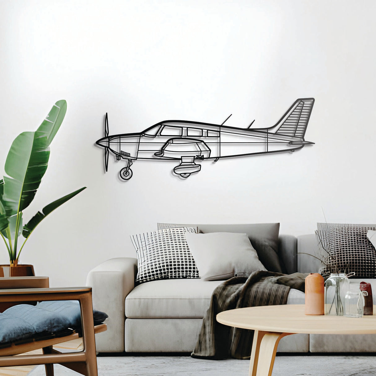 Archer wall décor – elevated slightly off the wall using spacers to create a sleek 3D shadow effect of its ship-like flight school profile