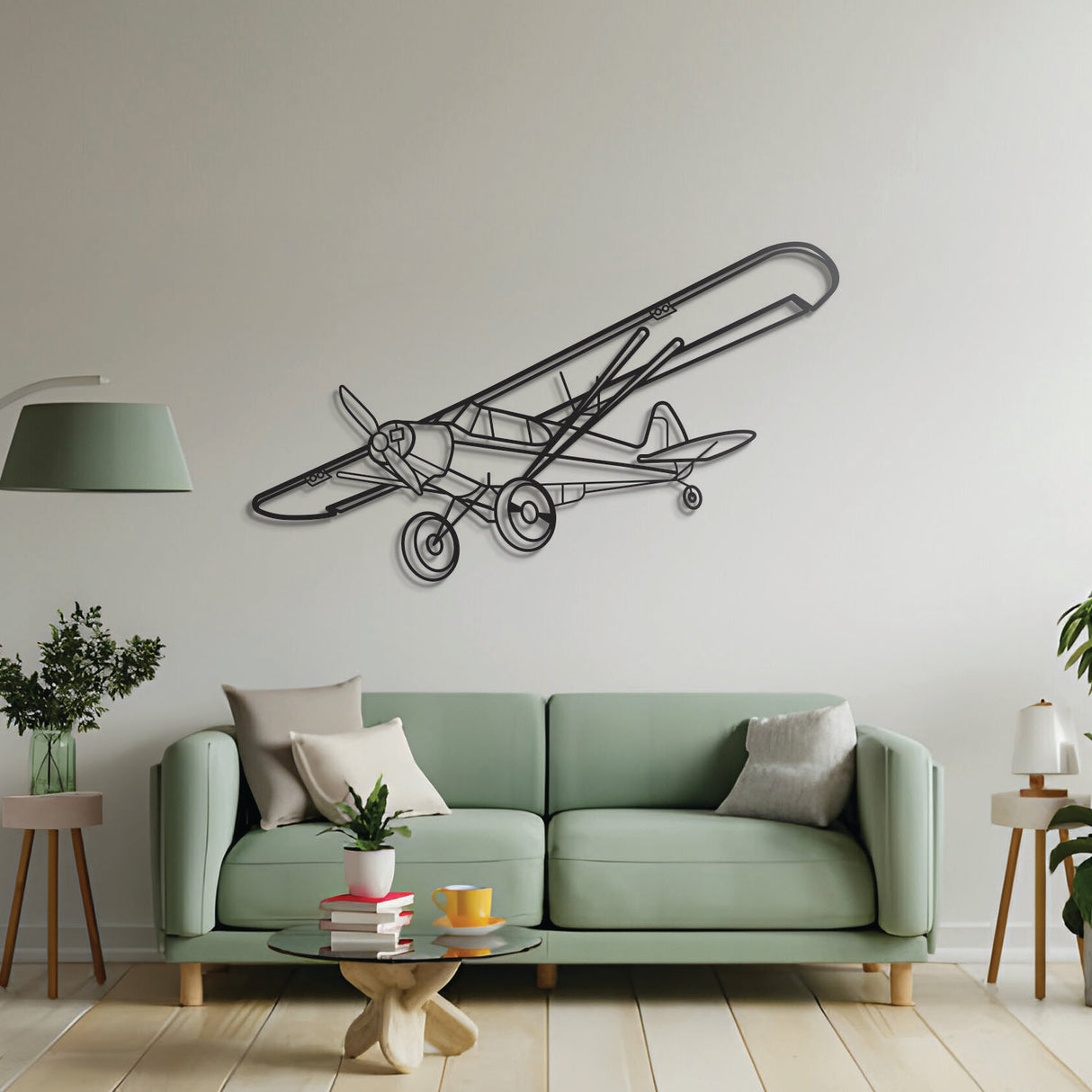 Super Cub silhouette metal wall piece – precision-cut aviation art celebrating classic bush plane charm