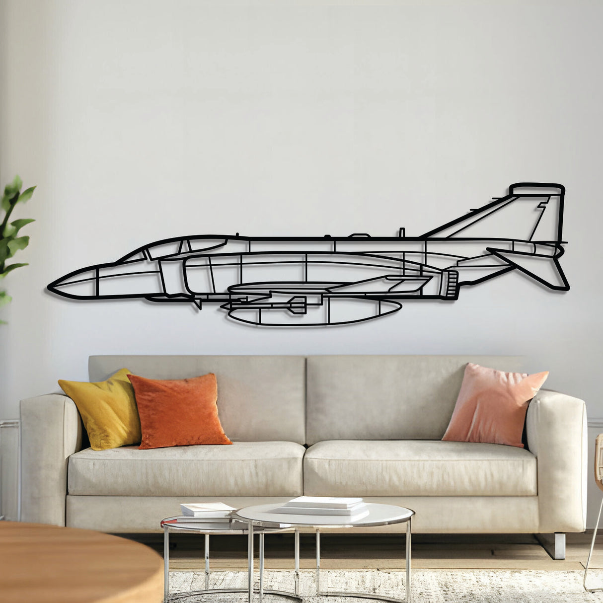 RAF F-4K Phantom FG.1 metal aircraft wall art, laser-cut 2 mm textured steel with matte powder-coated finish