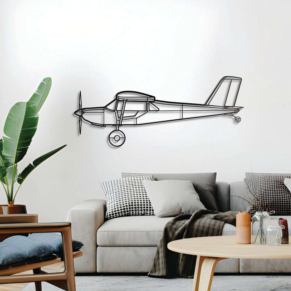 S‑21 Outbound bush plane wall decor – elevated 1 cm from wall using elevation screws for a bold 3D shadow effect