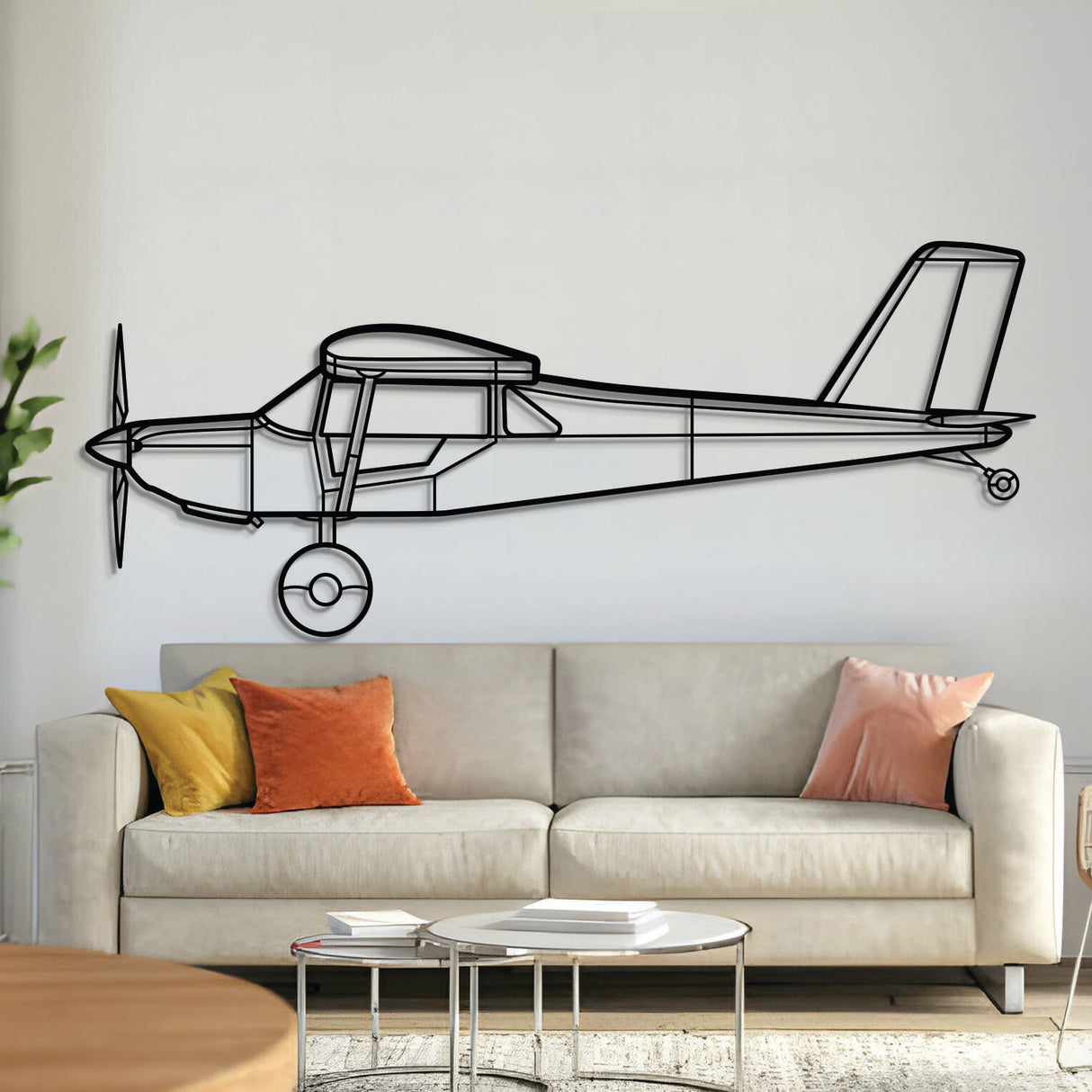 Rans S‑21 Outbound high‑wing kit aircraft silhouette metal wall art – laser‑cut 2 mm steel, textured matte powder‑coat, ready to hang