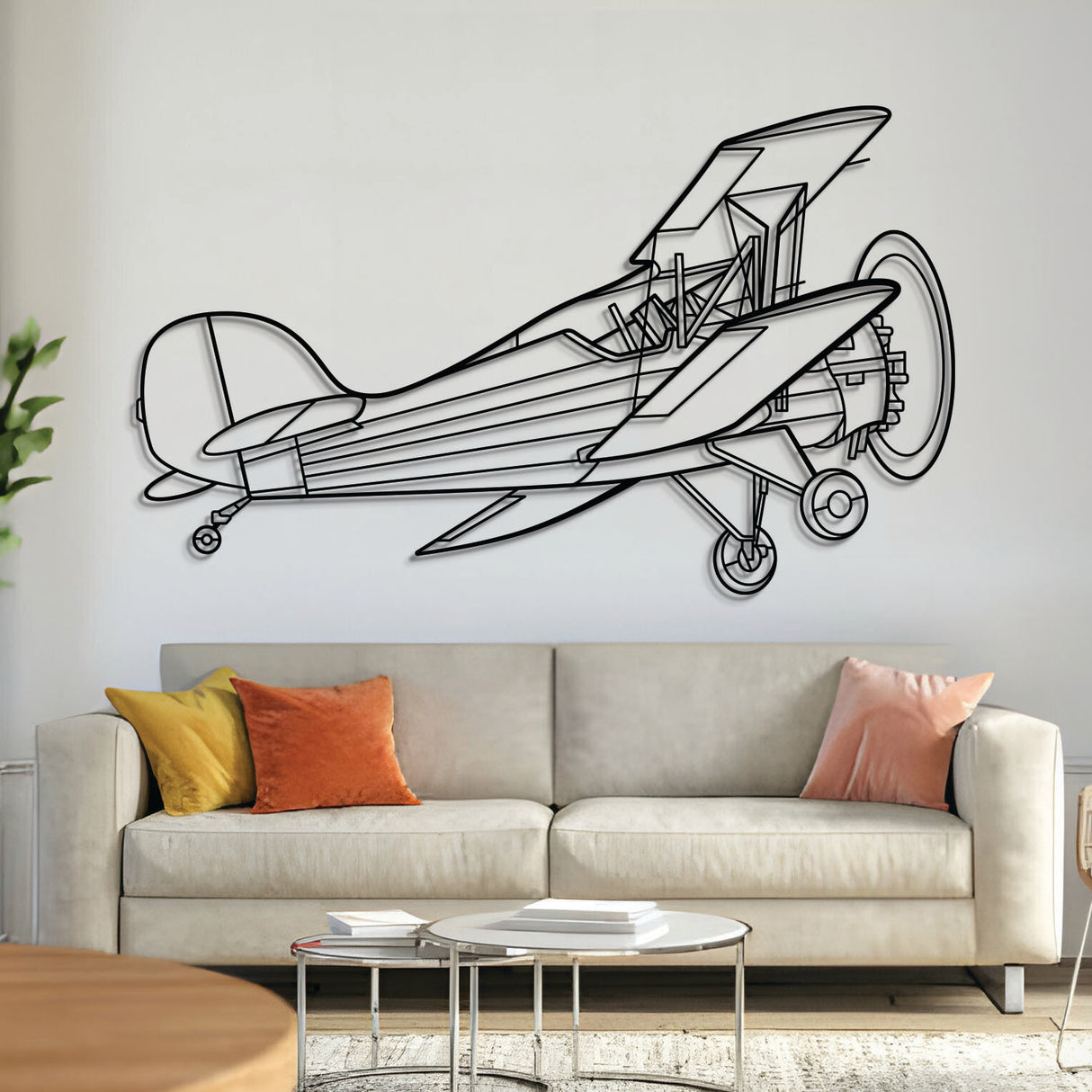 Renegade Spirit R7 Angle metal aircraft wall art, laser‑cut 2 mm steel with matte powder coat and floating 3D effect
