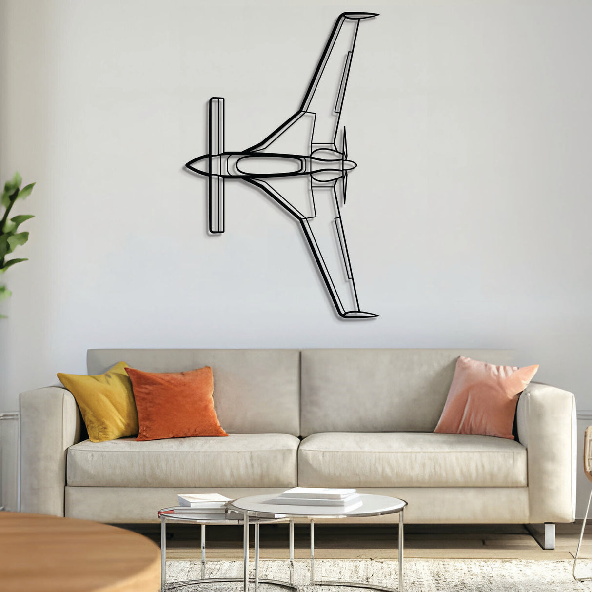 Rutan Long‑EZ canard homebuilt aircraft top‑view silhouette – laser‑cut 2 mm steel with textured matte powder‑coat finish, ready to hang