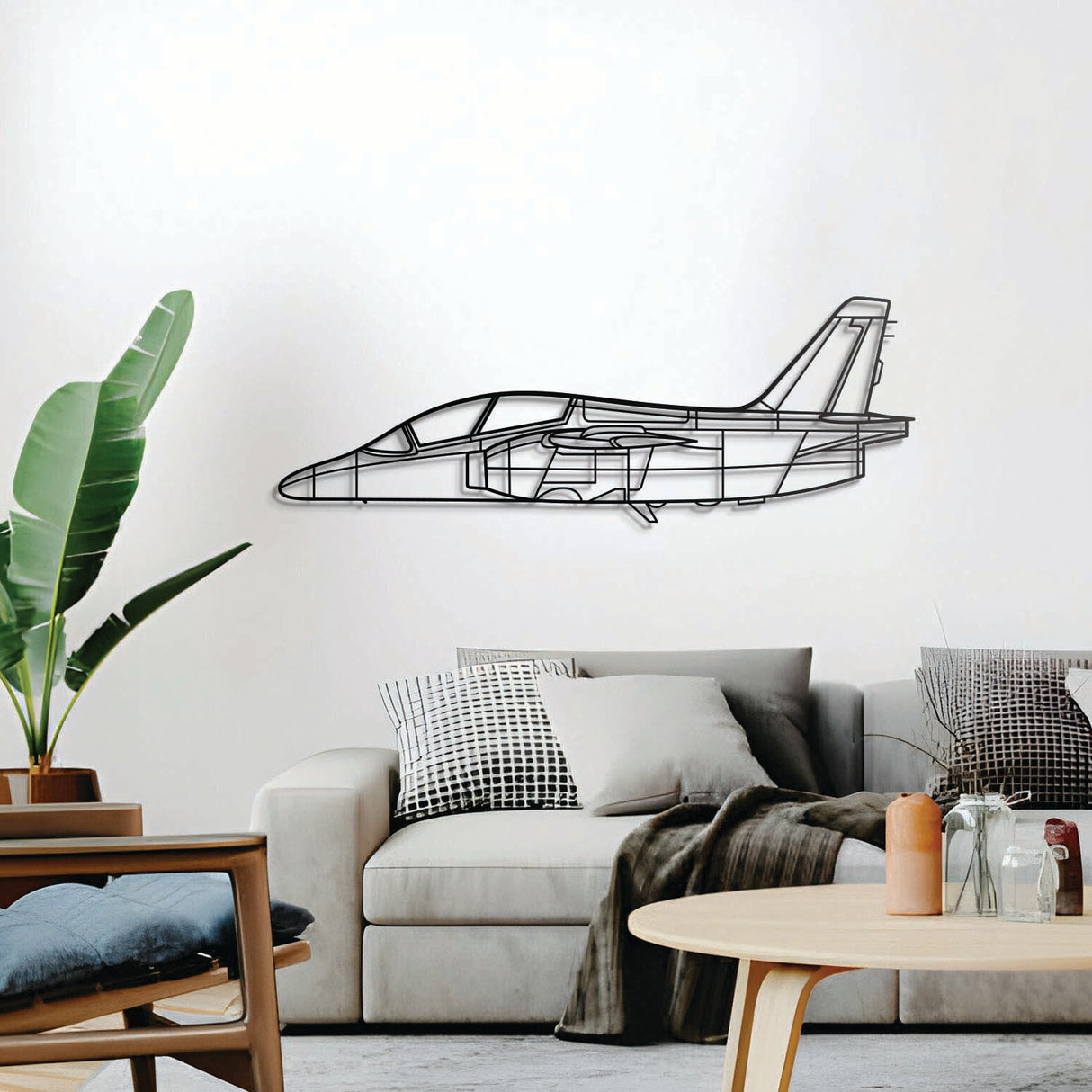 Ready-to-hang S-211 metal airplane wall decor, textured dyed steel, ideal aviation gift