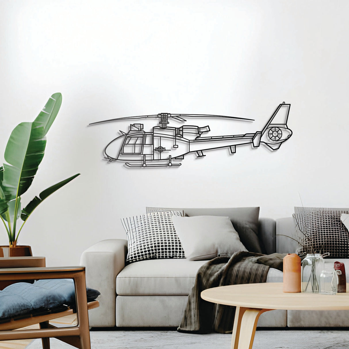 Ready‑to‑hang SA342M1 Gazelle wall decor, textured dyed steel—ideal aviation enthusiast gift