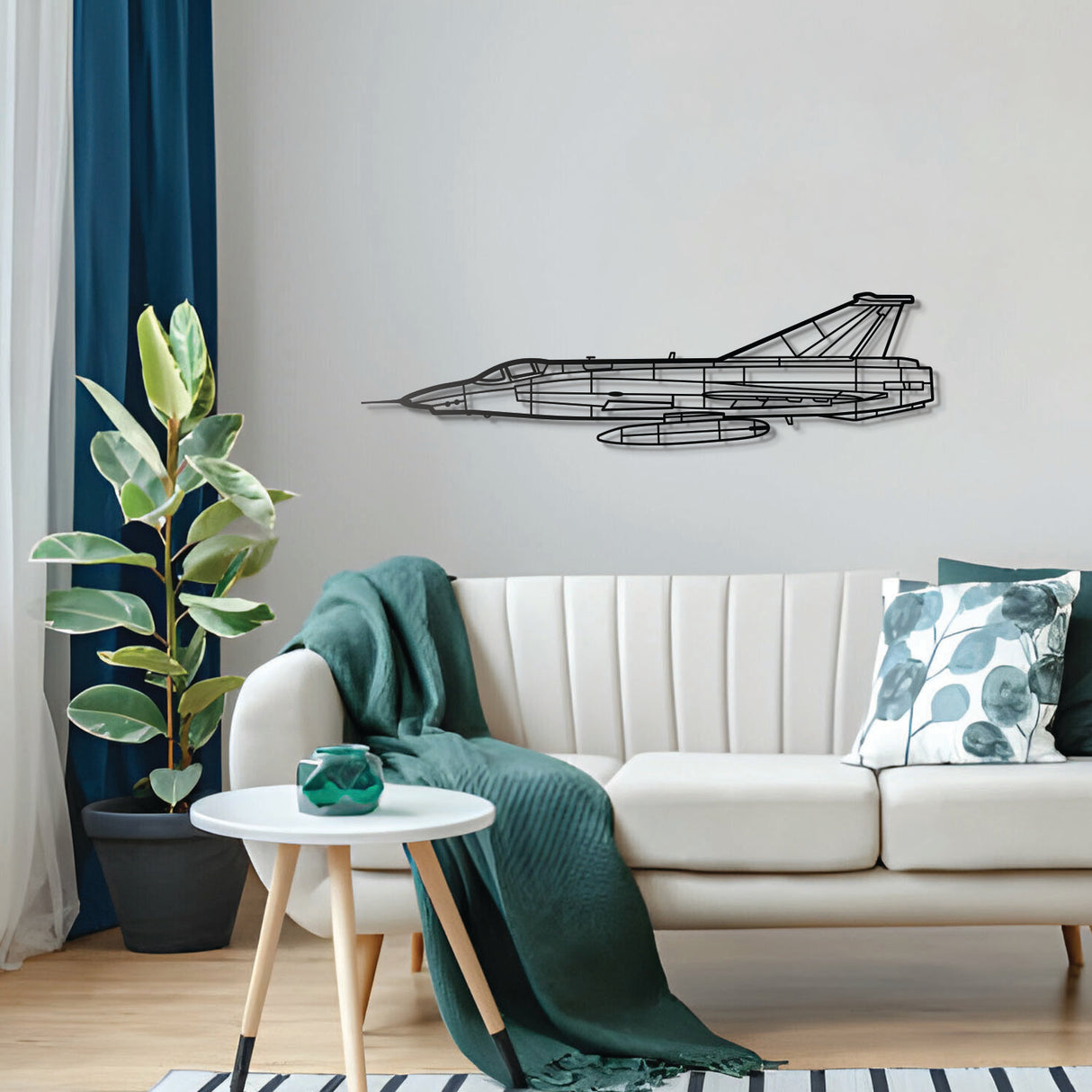 RF-35 Draken jet silhouette metal wall art, matte steel aviation gift for enthusiasts