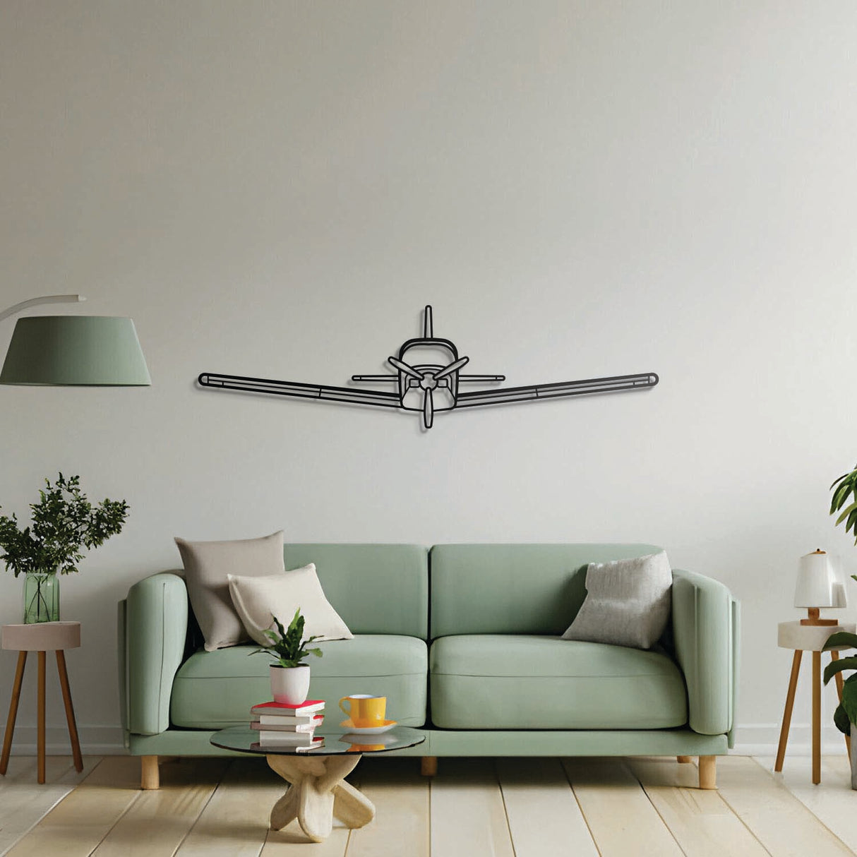 Aviation enthusiast décor: Sierra laser-cut steel wall art with matte finish and elevation screws for instant visual depth