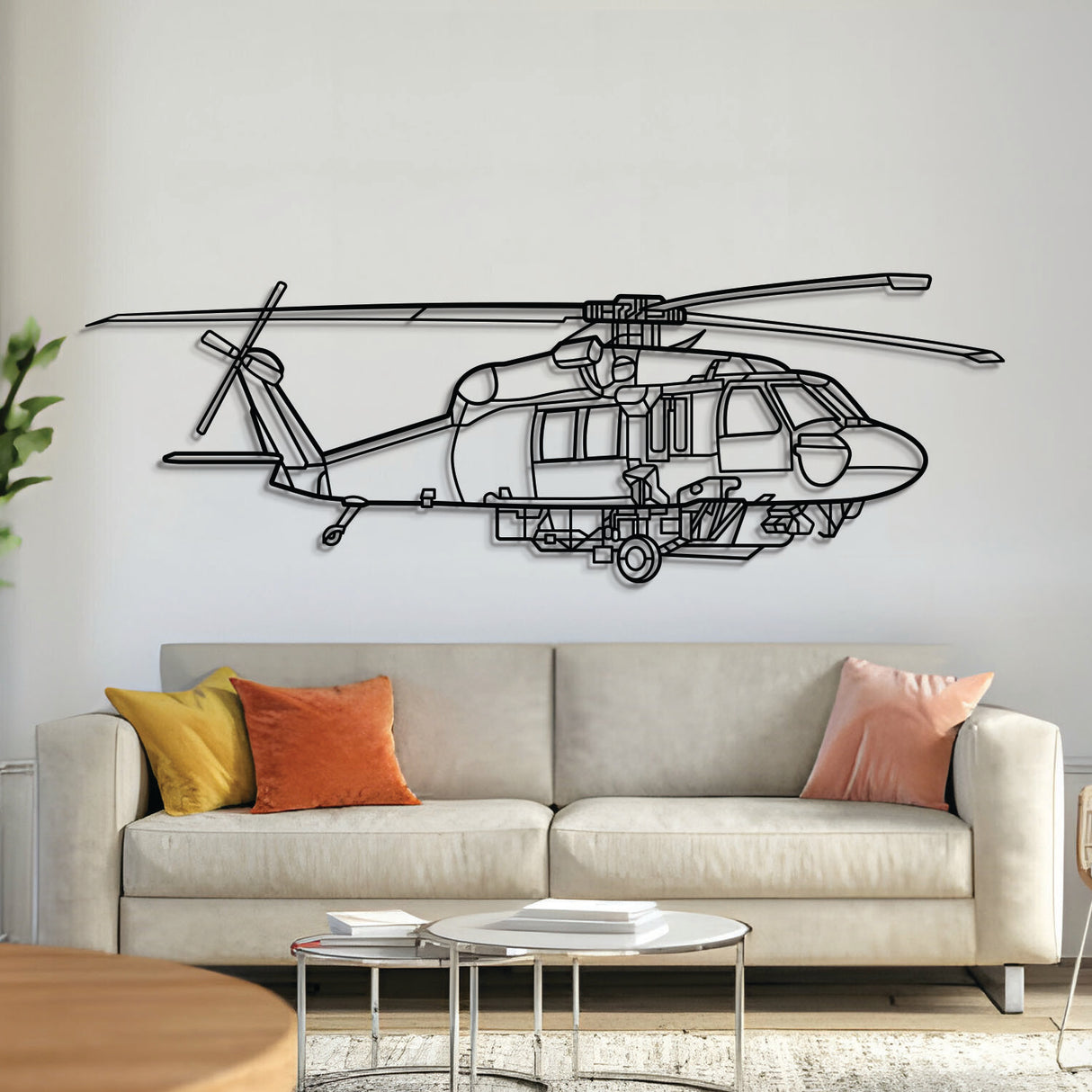 S70i Angle metal aircraft wall art, laser-cut 2 mm steel with matte powder coat and floating 3D effect