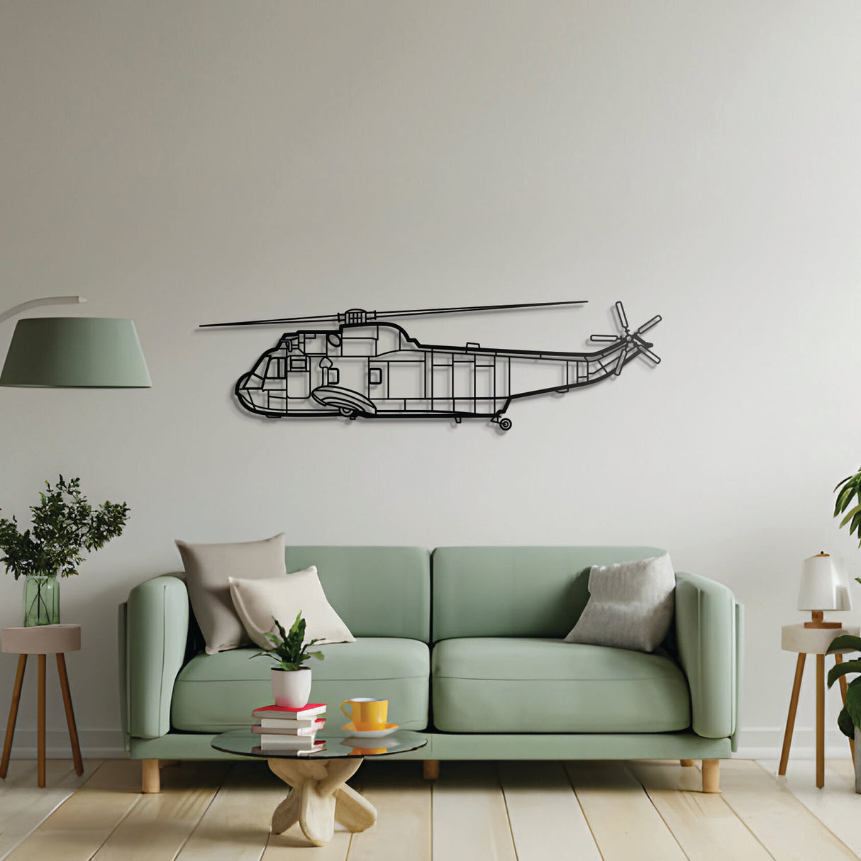 SH-3 Sea King aircraft metal wall piece – iconic naval helicopter profile ready to hang