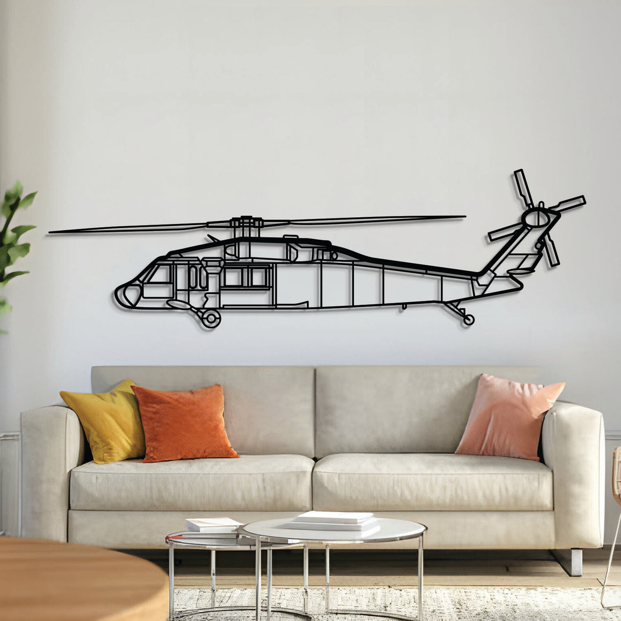 UH-60L Black Hawk helicopter metal wall art – laser-cut black steel silhouette