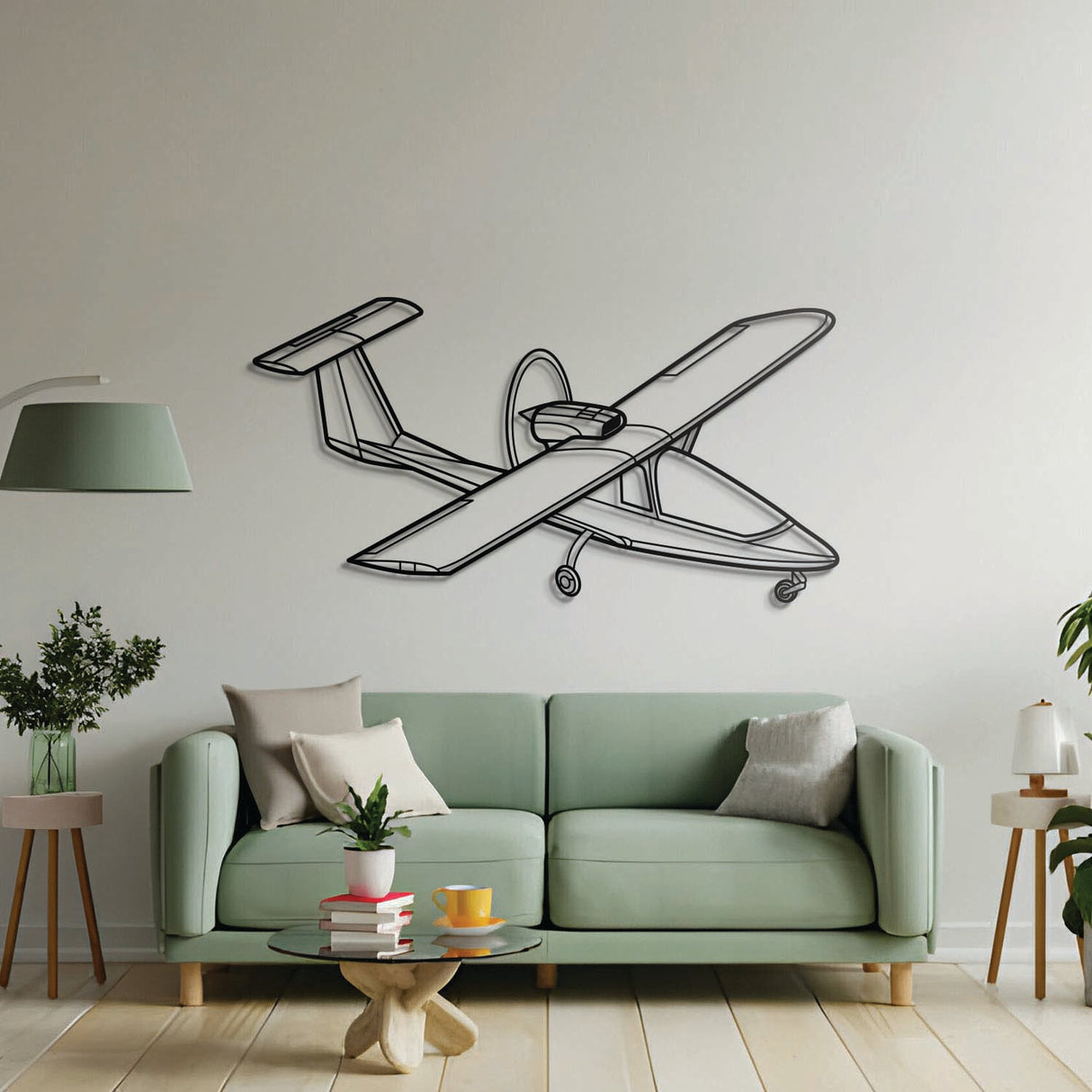 Aviation décor: 500-TF metal wall art in matte steel with floating 3D effect—perfect for hangar or office