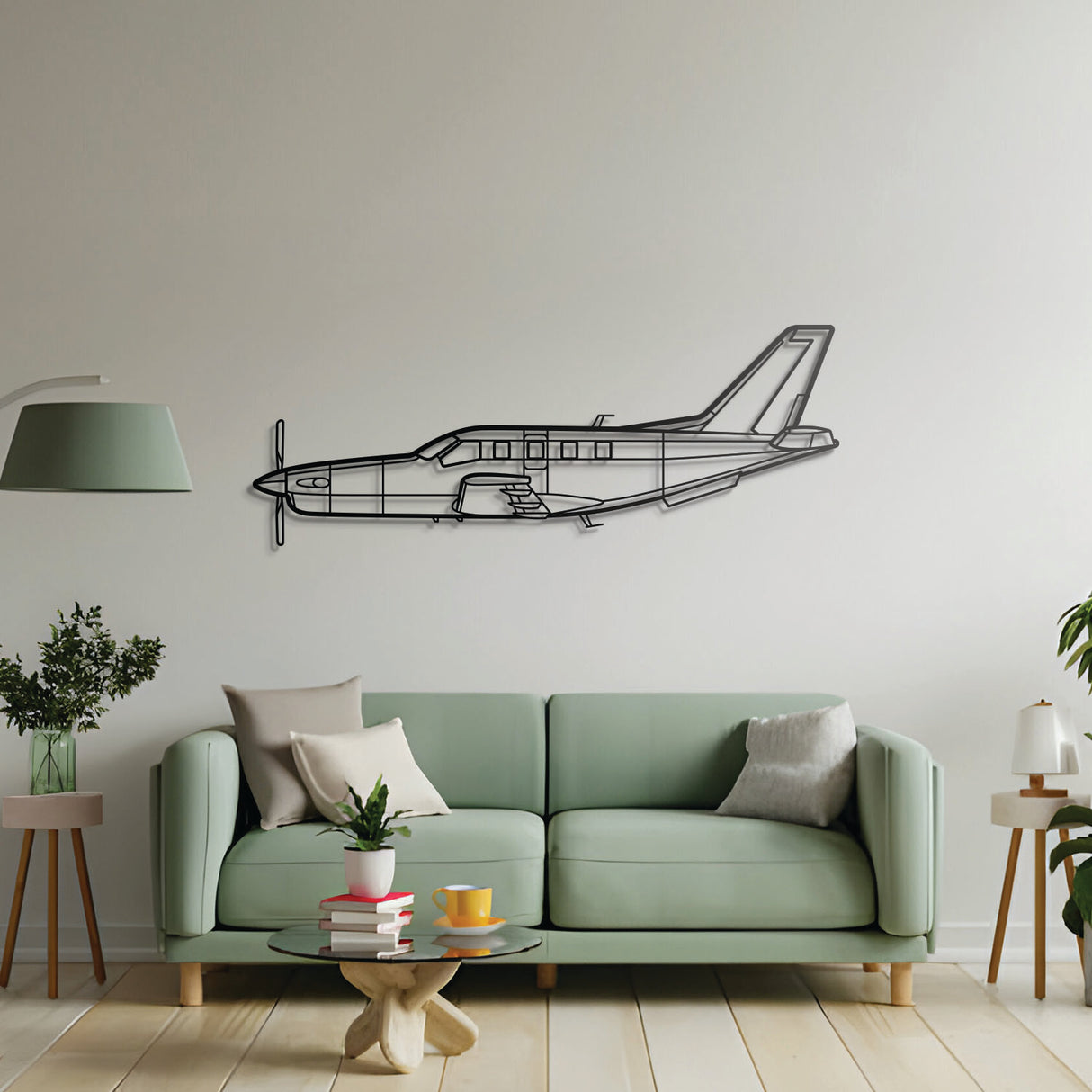 TBM‑700B metal wall décor – precision laser‑cut turboprop profile floating slightly off the wall, honoring its title as the corporate ‘Ferrari of turboprops’