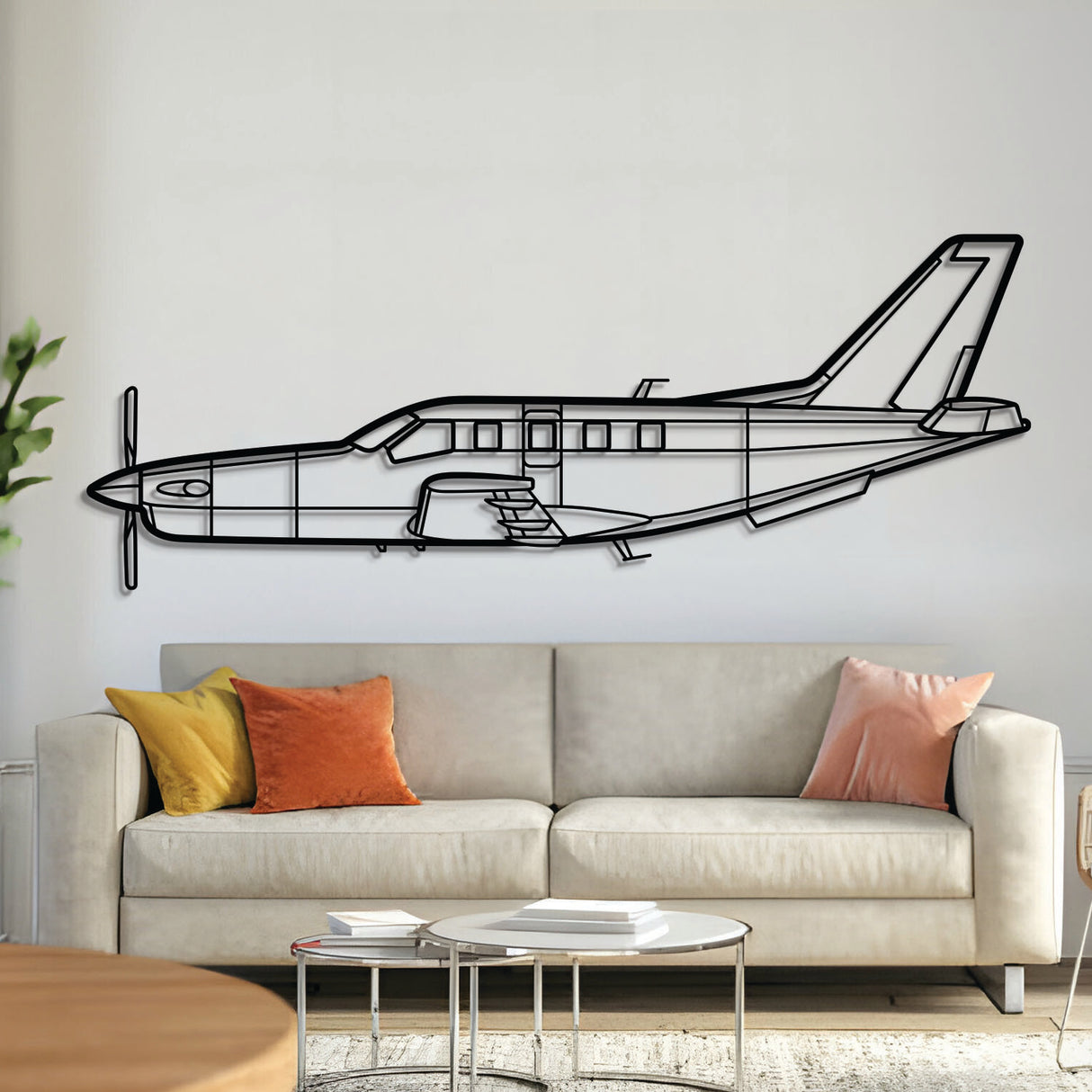 SOCATA TBM‑700B single‑engine turboprop high‑performance business aircraft silhouette – laser‑cut 2 mm steel, textured matte powder‑coat finish, ready to hang