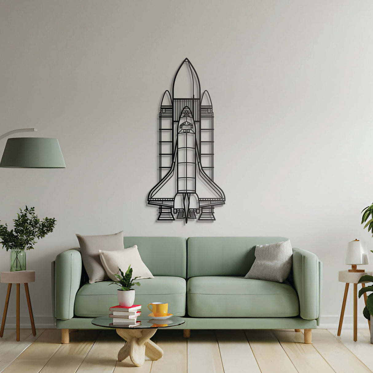 Space system silhouette wall art – handcrafted laser-cut steel decor for aviation and space enthusiasts